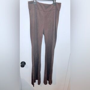 Illa Illa Pants Womens L Flare Leg Bell Bottom Cotton Terry Brown Pull On